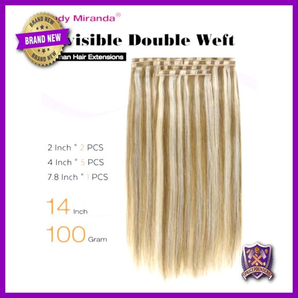14 Inch Human Hair Extensions 100g 8PC Seamless Wefts for Volume